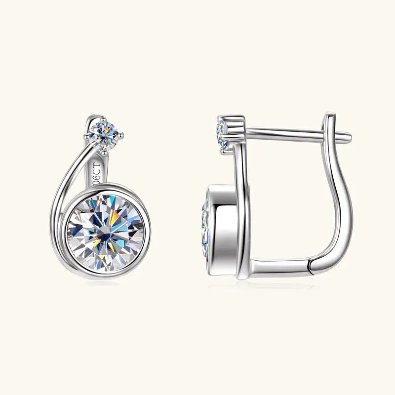 Asymmetrical Moissanite Spiral Clip Hoop Earrings