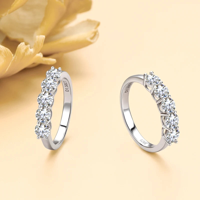 Five Stone Moissanite Wedding Band Ring
