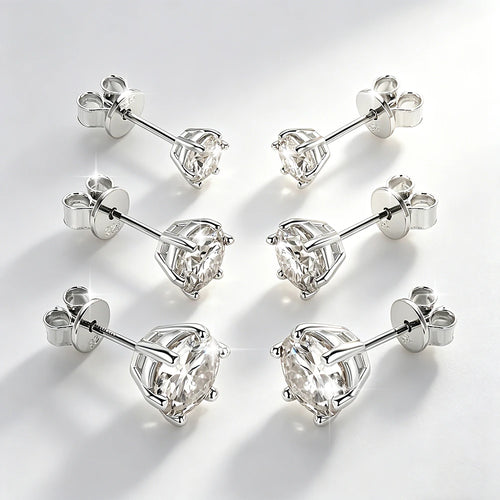 Round Moissanite Six-Prong Stud Earrings