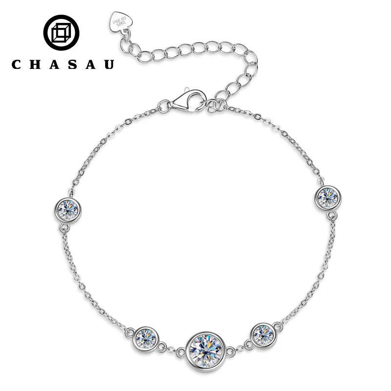 Dainty Round Stone Adjustable Chain Bracelet