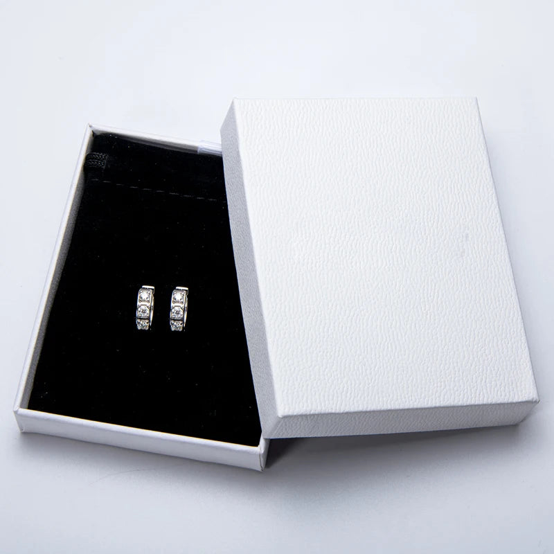 Moissanite Three Stone Huggie Hoop Earrings