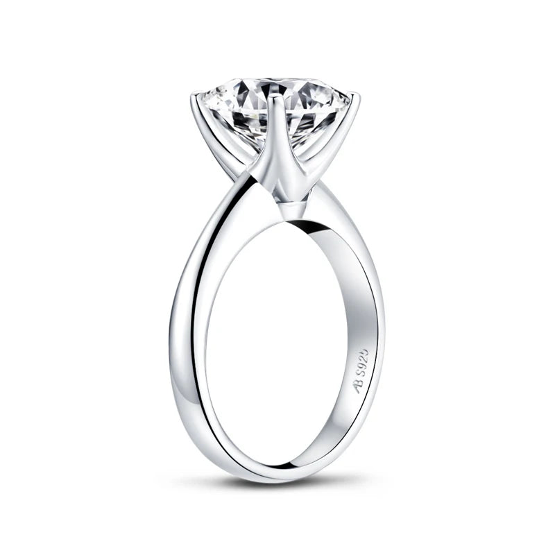 Round Cubic Zirconia Four Prong Solitaire Ring