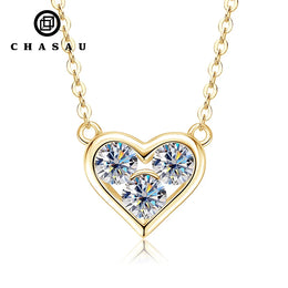 Dainty Heart Moissanite Pendant Silver Necklace