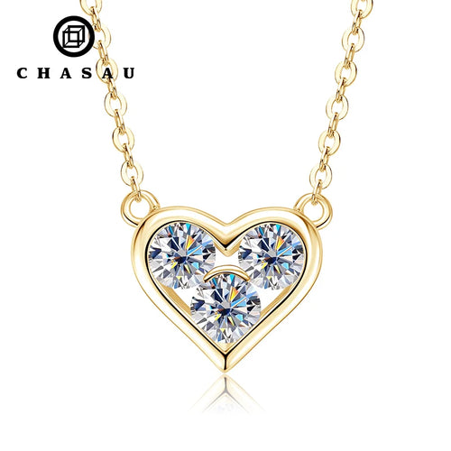 Dainty Heart Moissanite Pendant Silver Necklace