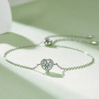 Silver Moissanite Heart Adjustable Bracelet