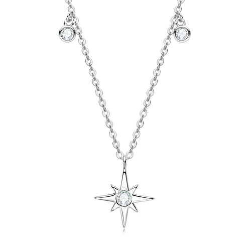 Moissanite Starburst Charm Pendant Necklace