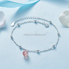 925 Sterling Silver Anklet with Crystal Charms