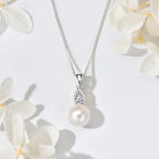 Elegant Pearl Cubic Zirconia Pendant Necklace