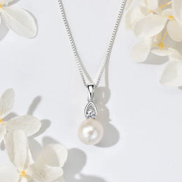 Freshwater Pearl And Zirconia Pendant Necklace