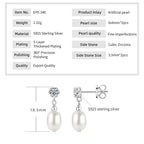 Dainty Oval Pearl & CZ Drop Earrings