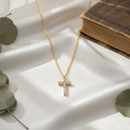 Pave Cross Pendant Necklace with Dainty Chain