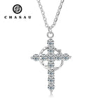 Moissanite Crown Cross Pendant Necklace