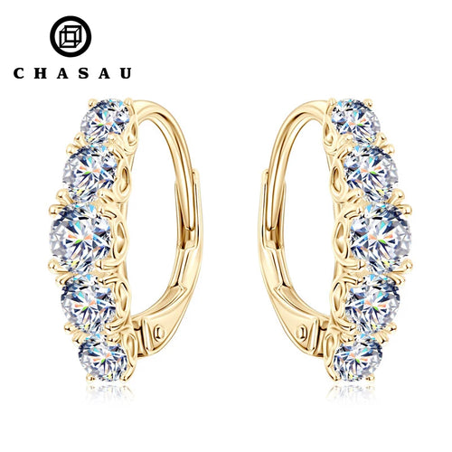 Hoop Earrings with Five Round Prong-Set Stones
