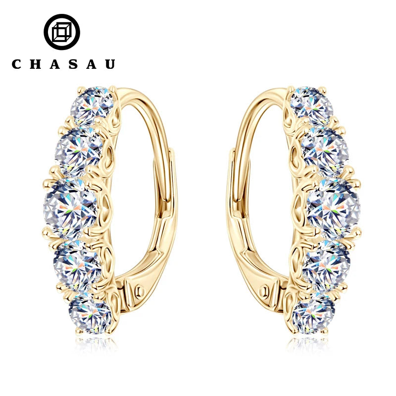 Hoop Earrings with Five Round Prong-Set Stones
