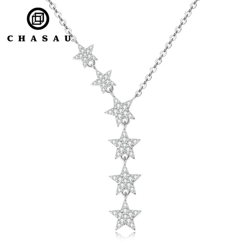 Sterling Silver Y-Shape Star Moissanite Necklace