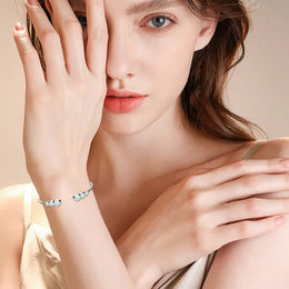 Bezel Set Opal Cuff Bangle in Gold