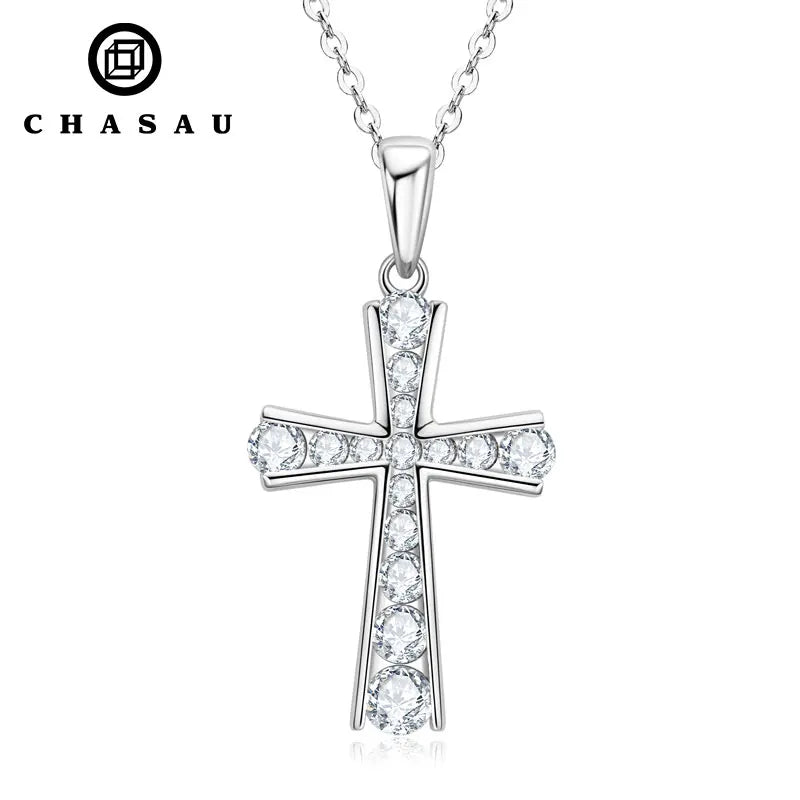 Pave Cubic Zirconia Cross Pendant Necklace