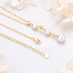 Three Pearl Drop Cubic Zirconia Necklace