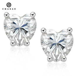 Brilliant Heart Moissanite Four Claw Stud Earrings