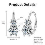 Two Stone Moissanite Lever Back Earrings