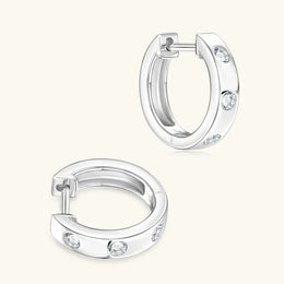 Bezel Set Moissanite Huggie Earrings