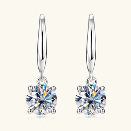 1ct Moissanite Solitaire Dangle Earrings