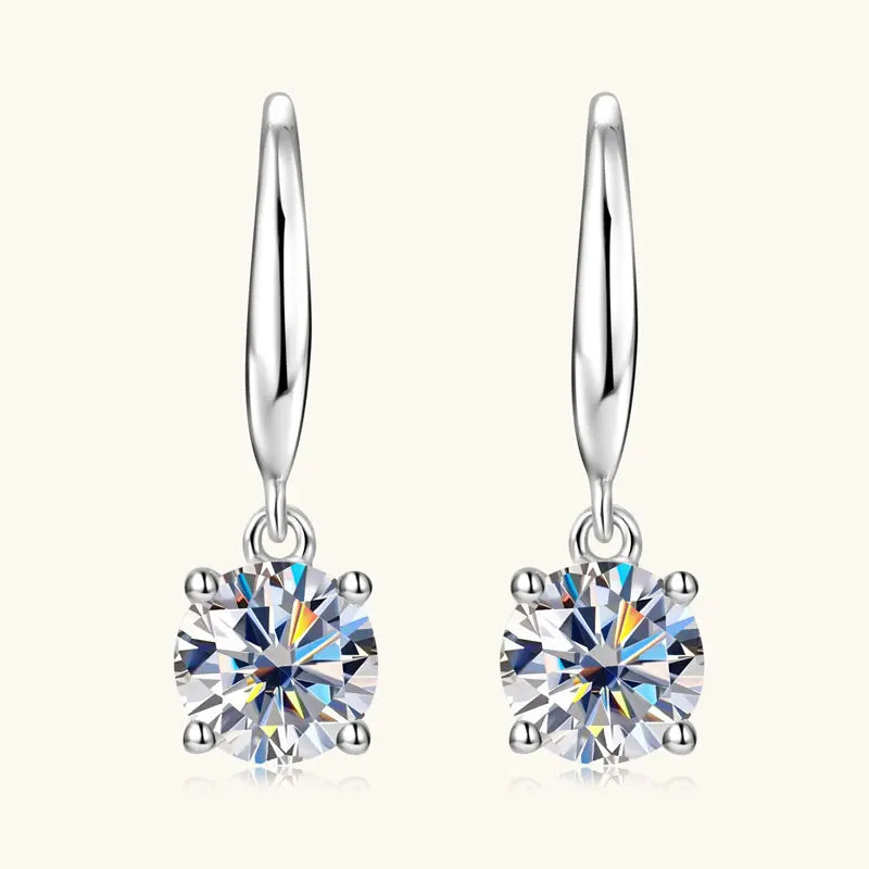 1ct Moissanite Solitaire Dangle Earrings