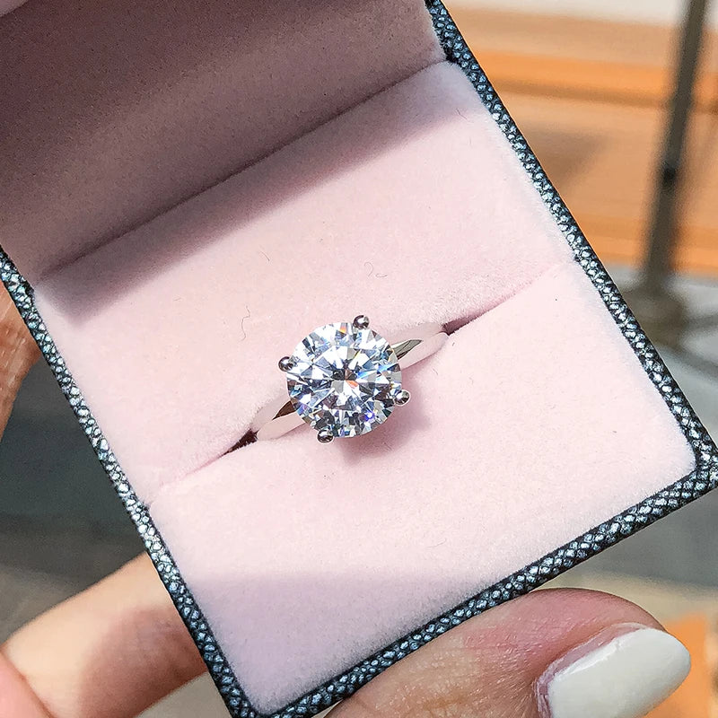 Round Cubic Zirconia Four Prong Solitaire Ring