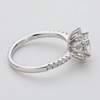 Moissanite Sunflower Halo Ring in Sterling Silver