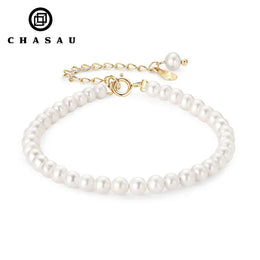 Classic Freshwater Pearl Bracelet with Gold Accents