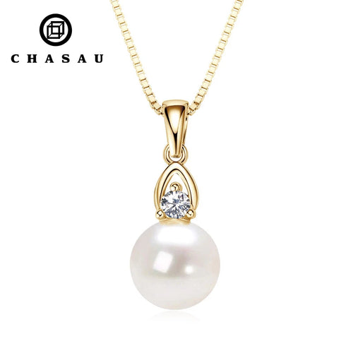 Elegant Pearl Cubic Zirconia Pendant Necklace
