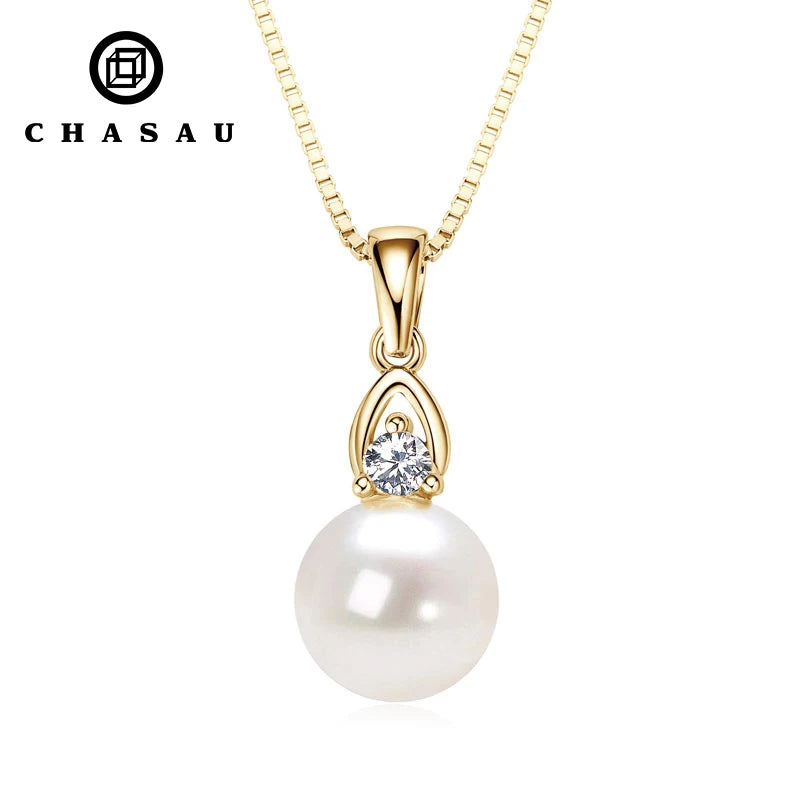 Elegant Pearl Cubic Zirconia Pendant Necklace