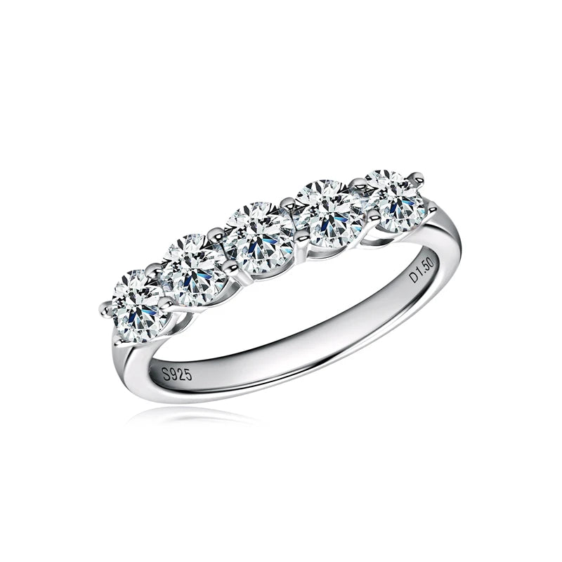 Five Stone Moissanite Wedding Band Ring