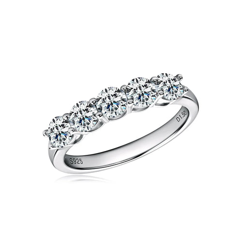 Five Stone Moissanite Wedding Band Ring