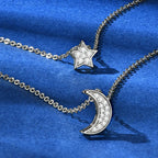Layered Moissanite Moon And Star Necklace