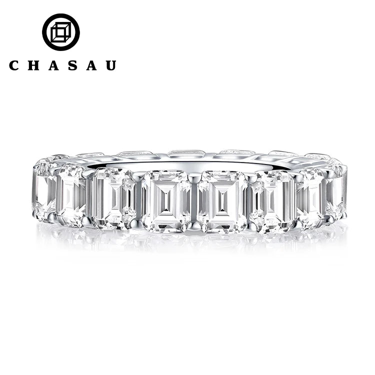 Emerald Cut Cubic Zirconia Eternity Band Ring