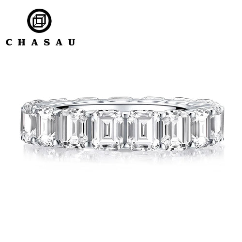 Emerald Cut Cubic Zirconia Eternity Band Ring