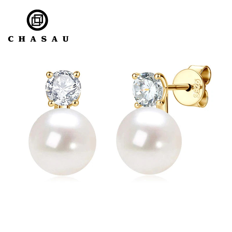 Pearl and Cubic Zirconia Stud Earrings