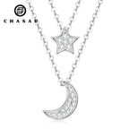 Layered Moissanite Moon And Star Necklace