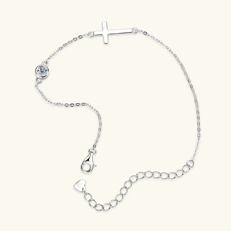 Dainty Cross CZ Adjustable Bracelet for Women