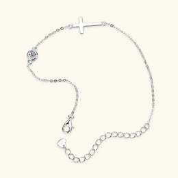 Bezel Set Moissanite Cross Bracelet
