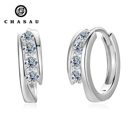 925 Silver Moissanite Huggie Hoop Earrings
