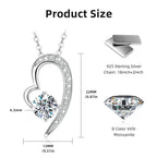 Asymmetric Open Heart Moissanite Sterling Silver Necklace
