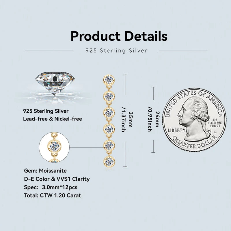 Dazzling Moissanite Dangle Stud Earrings for Women