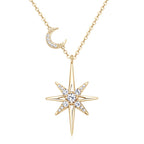 Dainty Celestial Star Moon Cz Pendant Necklace