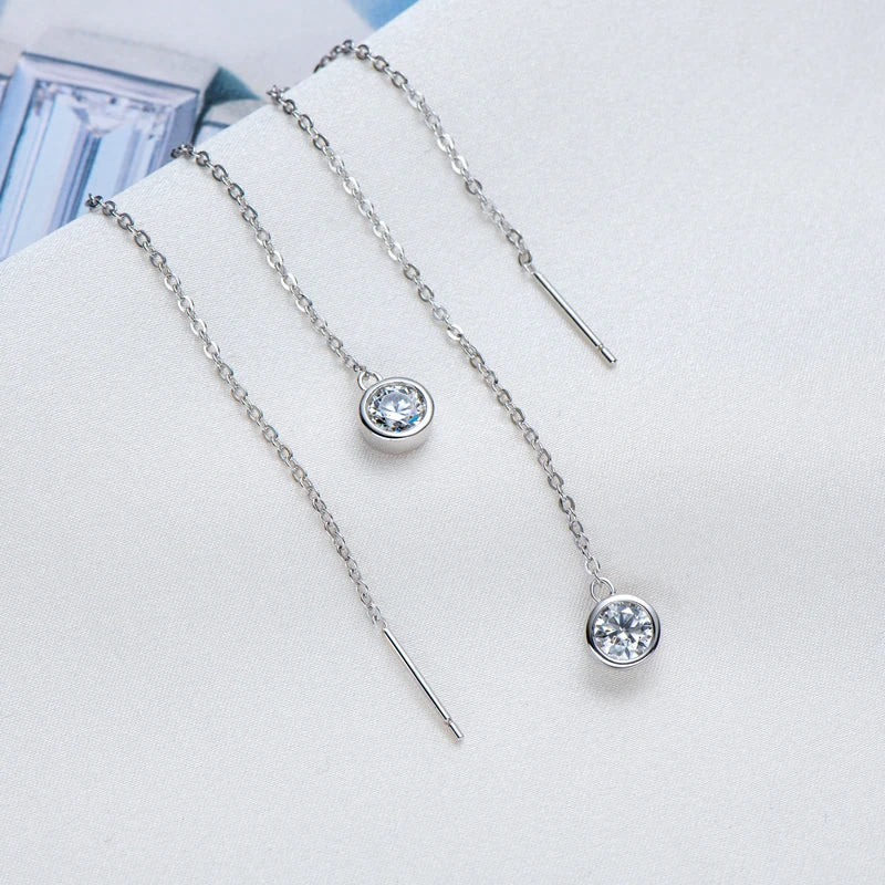 Moissanite Chain Threader Earrings