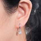 Dainty Moissanite Drop Hoop Earrings
