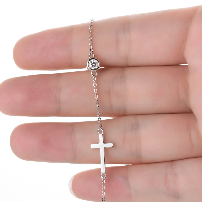 Dainty Cross CZ Adjustable Bracelet for Women