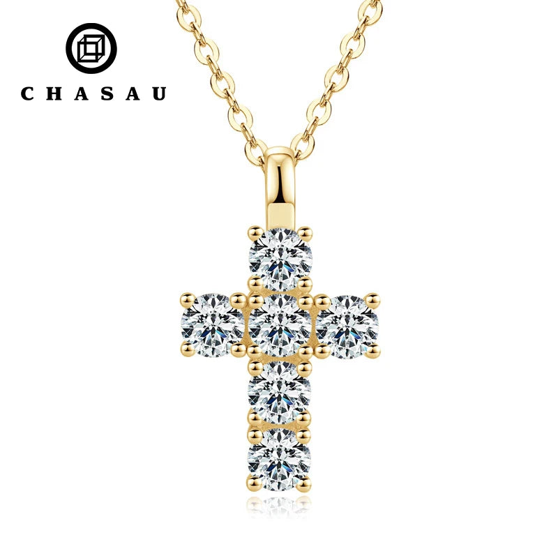 Dainty Gemstone Cross Pendant Necklace