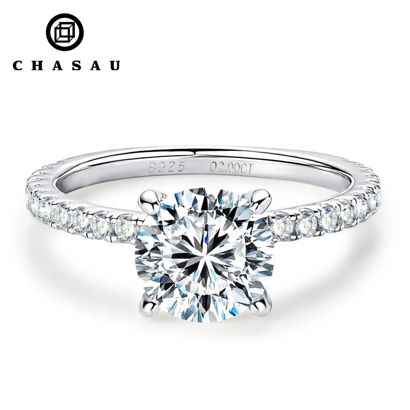 Round Moissanite Hidden Halo Pavé Ring